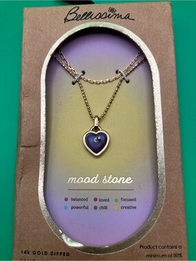 14k Gold Dipped Necklace Duo- with Mood Stone